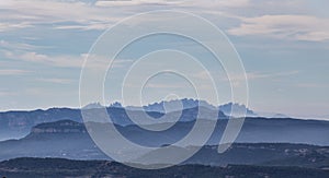 View to the Montserrat mountain in Catalonia