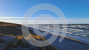 View to the morning waves of Baltic sea