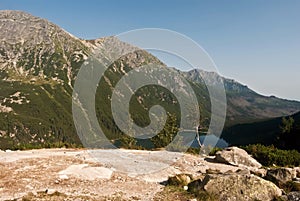 view to Morskie Oko lake from Czarny Staw lake