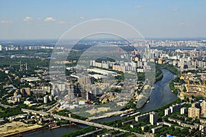 View to Moskva river and dwelling houses from Moscow International Business Center