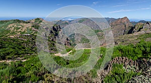 View to mountain range from peak Pico do Arieiro, Madeira, Portugal