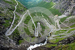 View to the mountain road Trollstigen, Norway