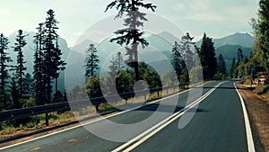 View to mountains from the car road