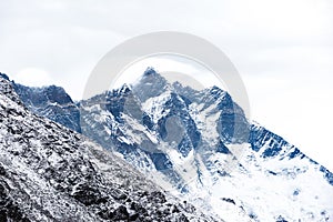 View to the mountains from Deboche village. Nepal, Himalayan mountains