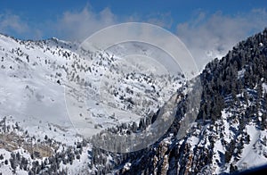 View to the Mountains from Snowbird ski resort in Utah, USA