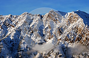 View to the Mountains from Snowbird ski resort in Utah, USA