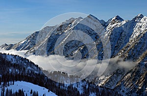 View to the Mountains from Snowbird ski resort in Utah, USA