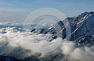 View to the Mountains from Snowbird ski resort in Utah, USA