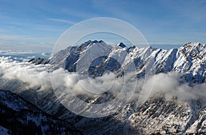 View to the Mountains from Snowbird ski resort in Utah, USA