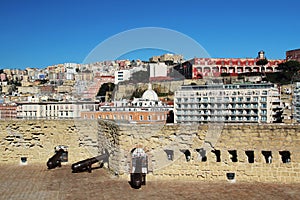 View to Naples from Castle Dell`Ovo, Italy photo