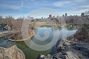 View to New York cityscape from Belvedere castle, Central Park