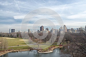 View to New York cityscape from Belvedere castle, Central Park