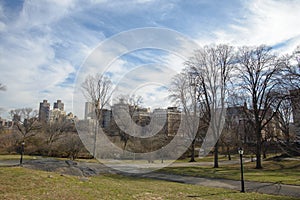 View to New York cityscape from Belvedere castle, Central Park