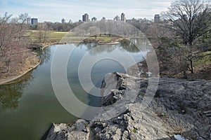 View to New York cityscape from Belvedere castle, Central Park