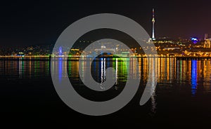 View to night Baku city