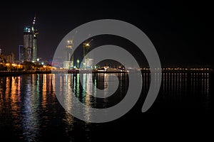 View to night Baku city