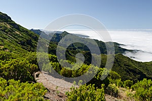View to the north coast of Madeira island from Trail to Pico Ruivo, Madeira, Portugal