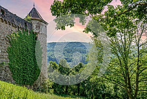 View to the Odenwald at Hirschhorn Castle