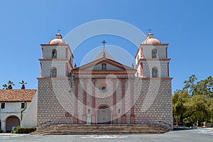 View to old mission of the Spanish missionary Junipero Serra in Santa Barbara