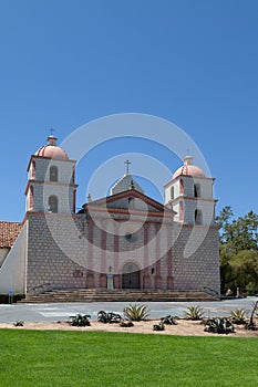 View to old mission of the Spanish missionary Junipero Serra in Santa Barbara