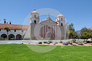 View to old mission of the Spanish missionary Junipero Serra in Santa Barbara