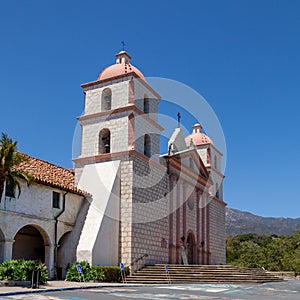 View to old mission of the Spanish missionary Junipero Serra in Santa Barbara