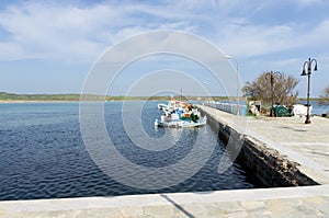 View to the picturesque harbor of Kotsinas, a small seaside village of Lemnos island, Greece