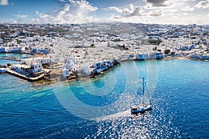 View to the picturesque town of Mykonos island