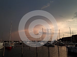 view to the pier in venice at sunset