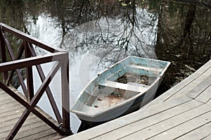 View to a pond with boat