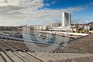 View to the Ponta Delgada city