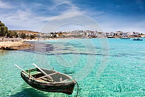 View to the port and beach of Ano Koufonisi Island, Koufonisia photo