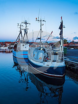 View to the port of Klintholm Havn in Denmark