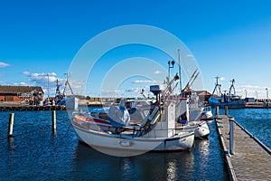 View to the port of Klintholm Havn in Denmark