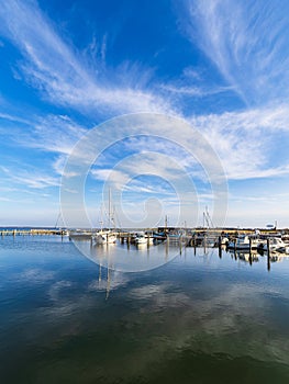 View to the port of Kloster on the island Hiddensee, Germany