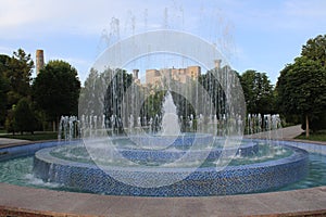 View to Registan, an old public square in the heart of the ancient city of Samarkand, Uzbekistan