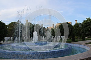 View to Registan, an old public square in the heart of the ancient city of Samarkand, Uzbekistan