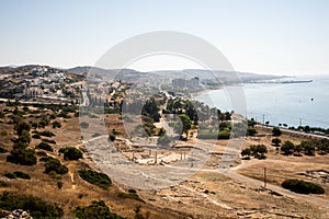 A view to remains of ancient Amathus city and Akrotiri bay from Acropolis hill in Limassol