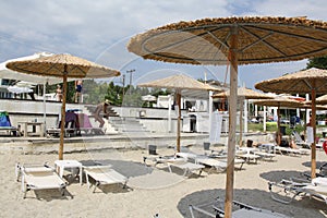 View to resort beach in Sitonia, Greece