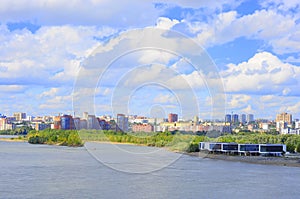 View to the right bank of Novosibirsk from the Bugrinsky bridge.