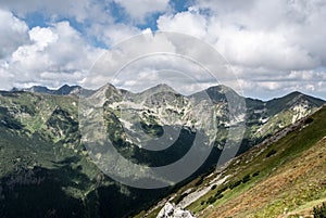 View to Rohace mountain group from Otrhance mountain ridge in Western Tatras mountains in Slovakia
