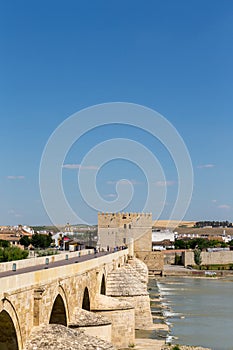 View to Roman bridge in Cordoba at Andalusia