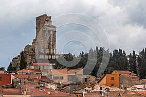 View to the roofs of La Turbie village, Provence