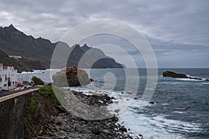 View to Roque de Las Bodegas cliff.  Taganana,  Tenerife