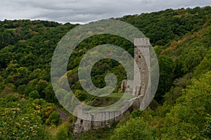 View to the ruin castle called Philippsburg in the german region eifel photo