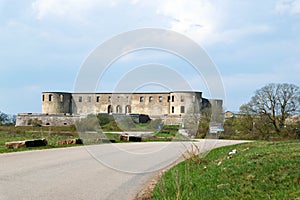 View to the ruins of medieval castle Borgholm on Oland island Sweden
