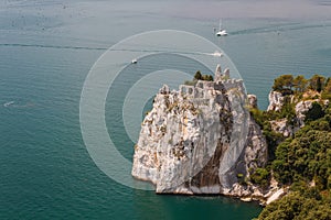 View to the ruins of the old castle of Duino