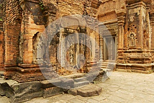 View to the ruins of the Preah Ko Temple in Siem Reap, Cambodia.