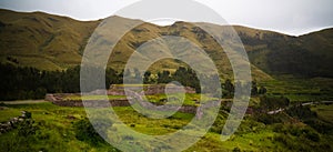 View to ruins of Puca Pucara aka Red Fortress , Cuzco, Peru photo