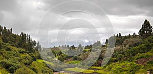 View to ruins of Puca Pucara aka Red Fortress at Cuzco, Peru photo